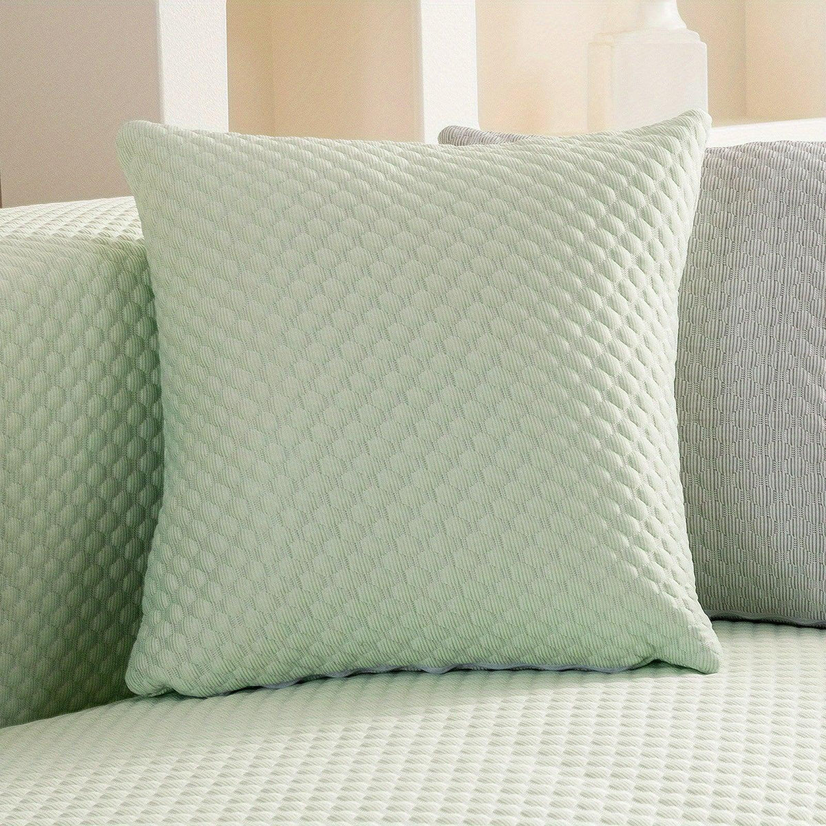 Breathable Ice Silk Light Gray Couch Cover - Cooling & Anti-Scratch
