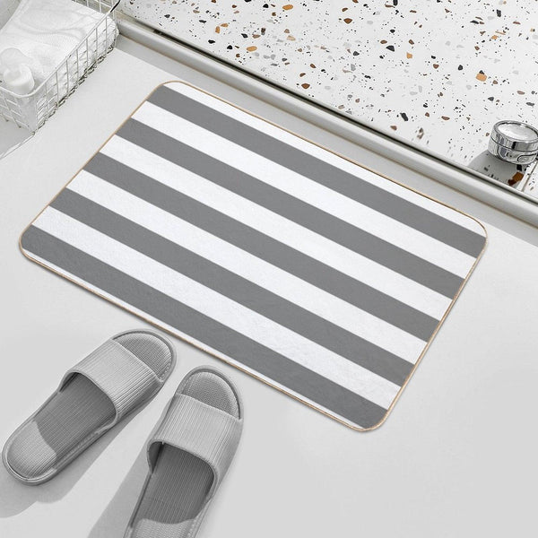 GRAY AND WHITE STRIPES Bath Mat