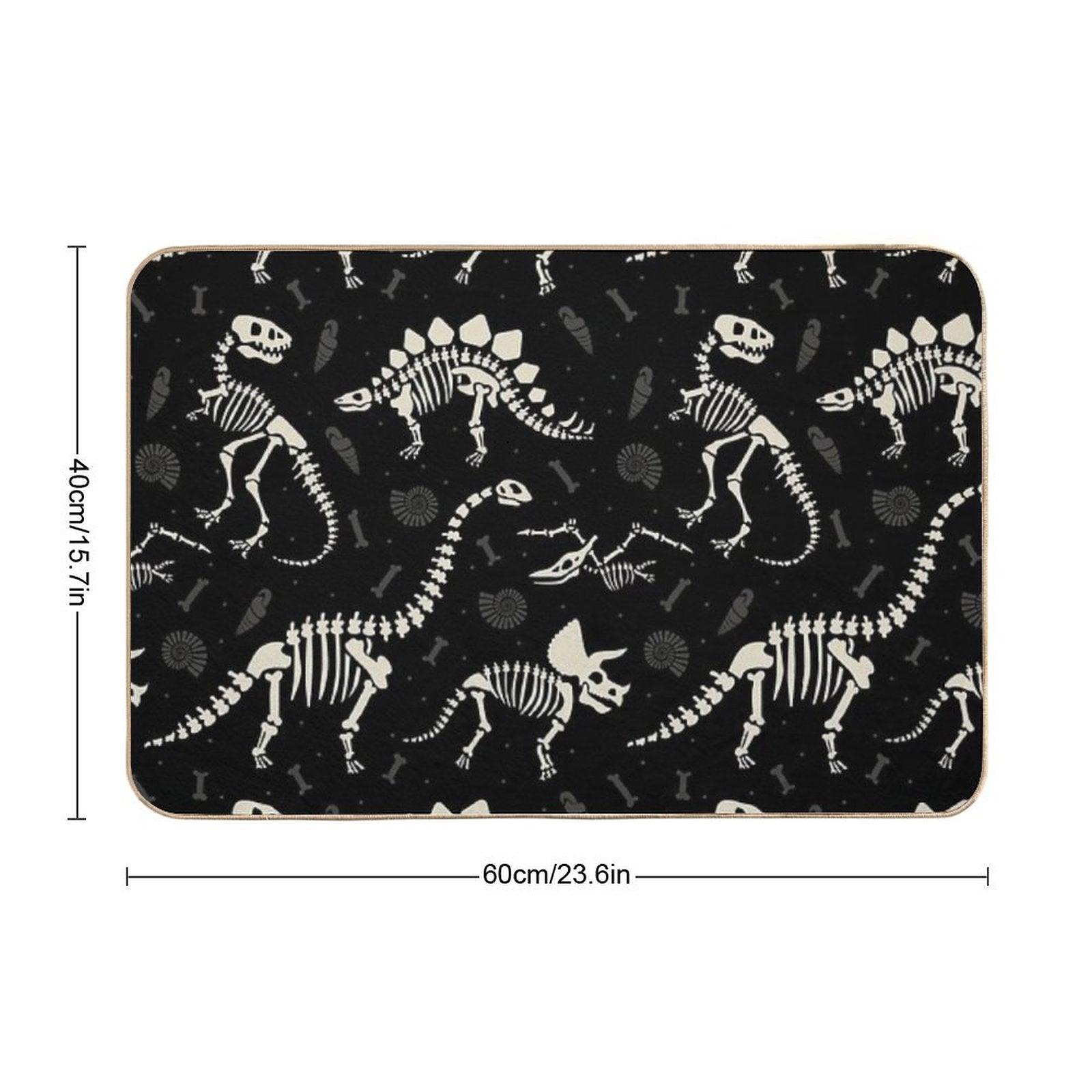 Dinosaur Fossils in Black Bath Mat