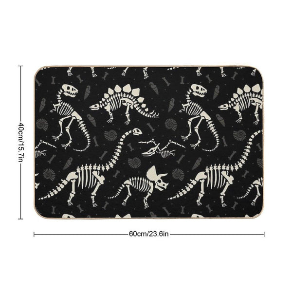 Dinosaur Fossils in Black Bath Mat