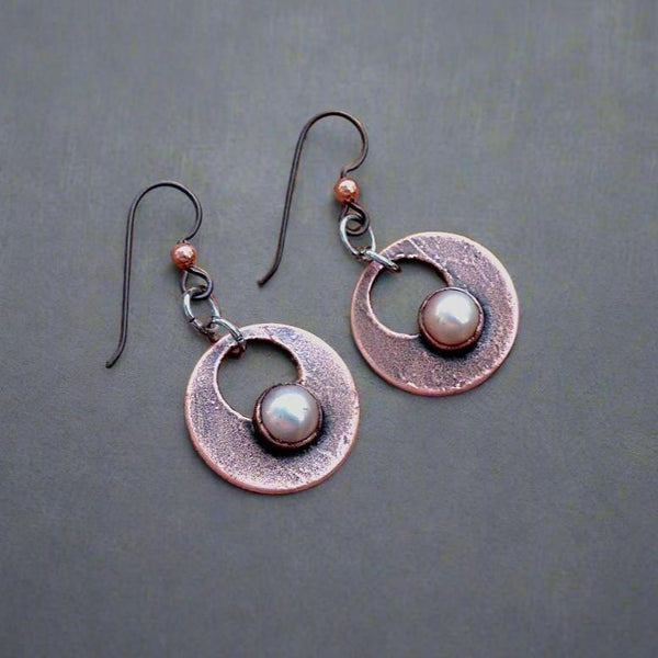 Copper Pearl Earrings - Crystal Jewelry | Handmade by Blackbird & Sage