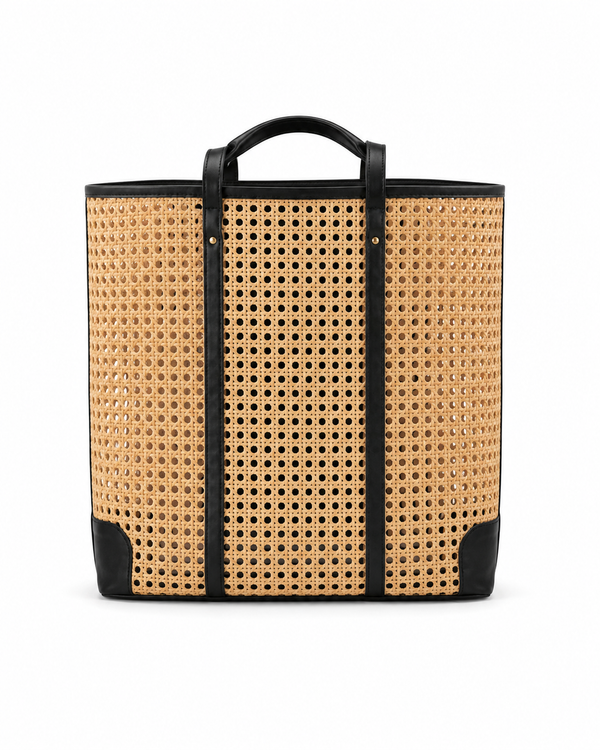 Dian Leather and Rattan Tote Bag