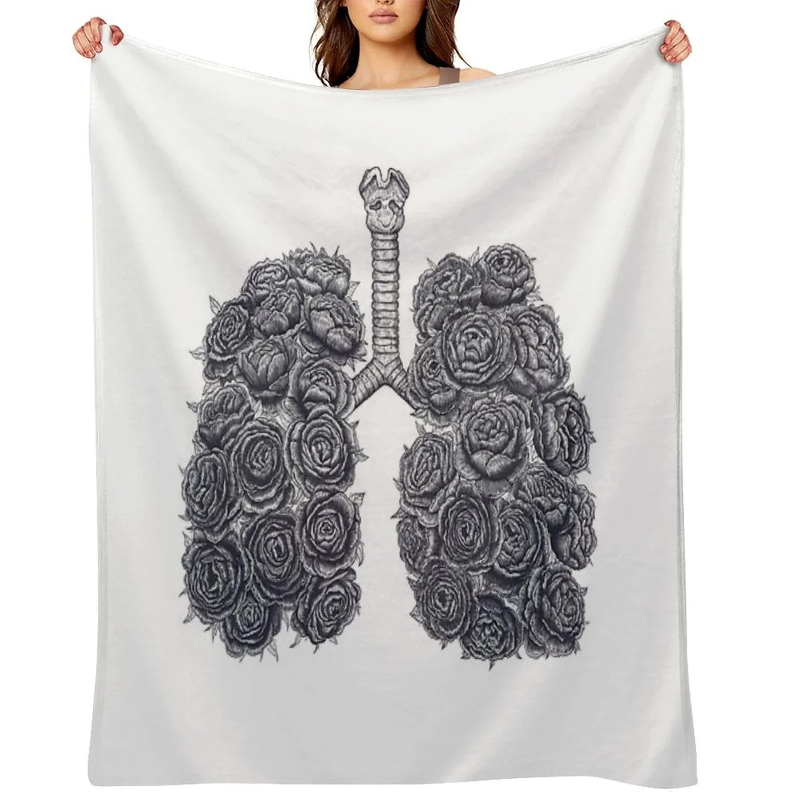Lungs with Peonies Throw Blanket