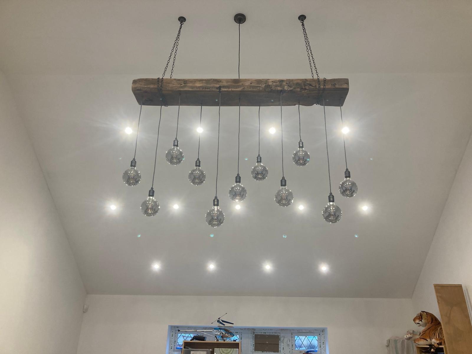 Chunky Wooden Beam Chandelier XXL Long Drop