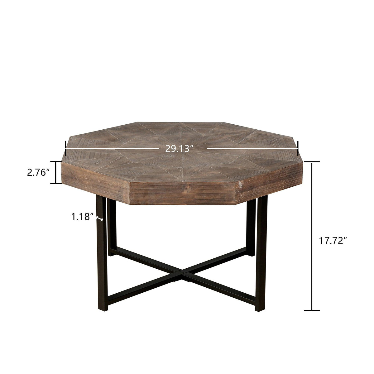 Wood Octagonal Vintage Patchwork Craft Farmhouse Wooden Tabl