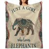 Just A Girl Who Loves Elephants Mandala Gift-ready Throw Blanket