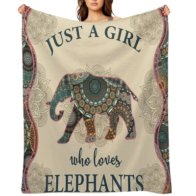 Just A Girl Who Loves Elephants Mandala Gift-ready Throw Blanket