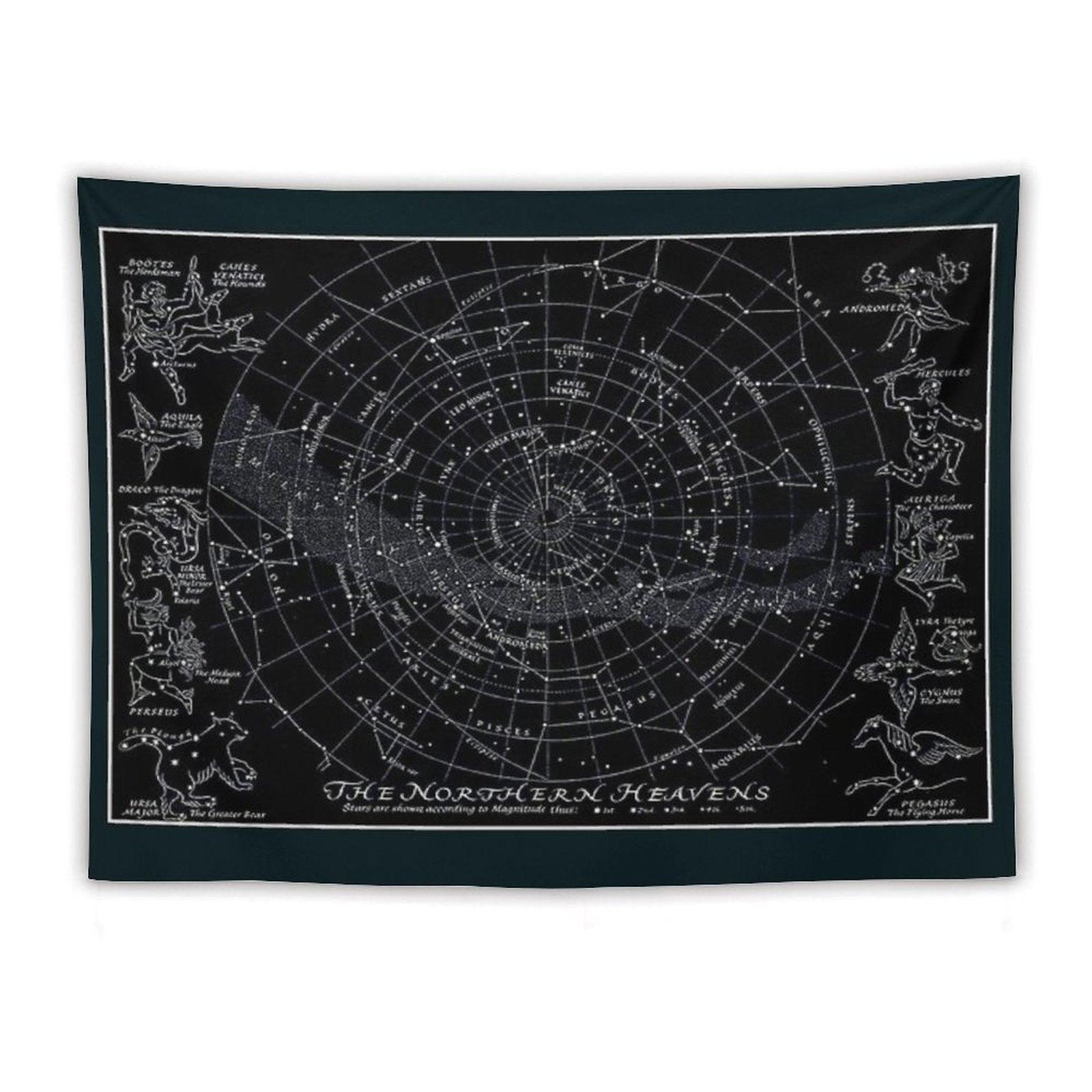 THE NORTHERN HEAVENS  Vintage Star Map Print Tapestry