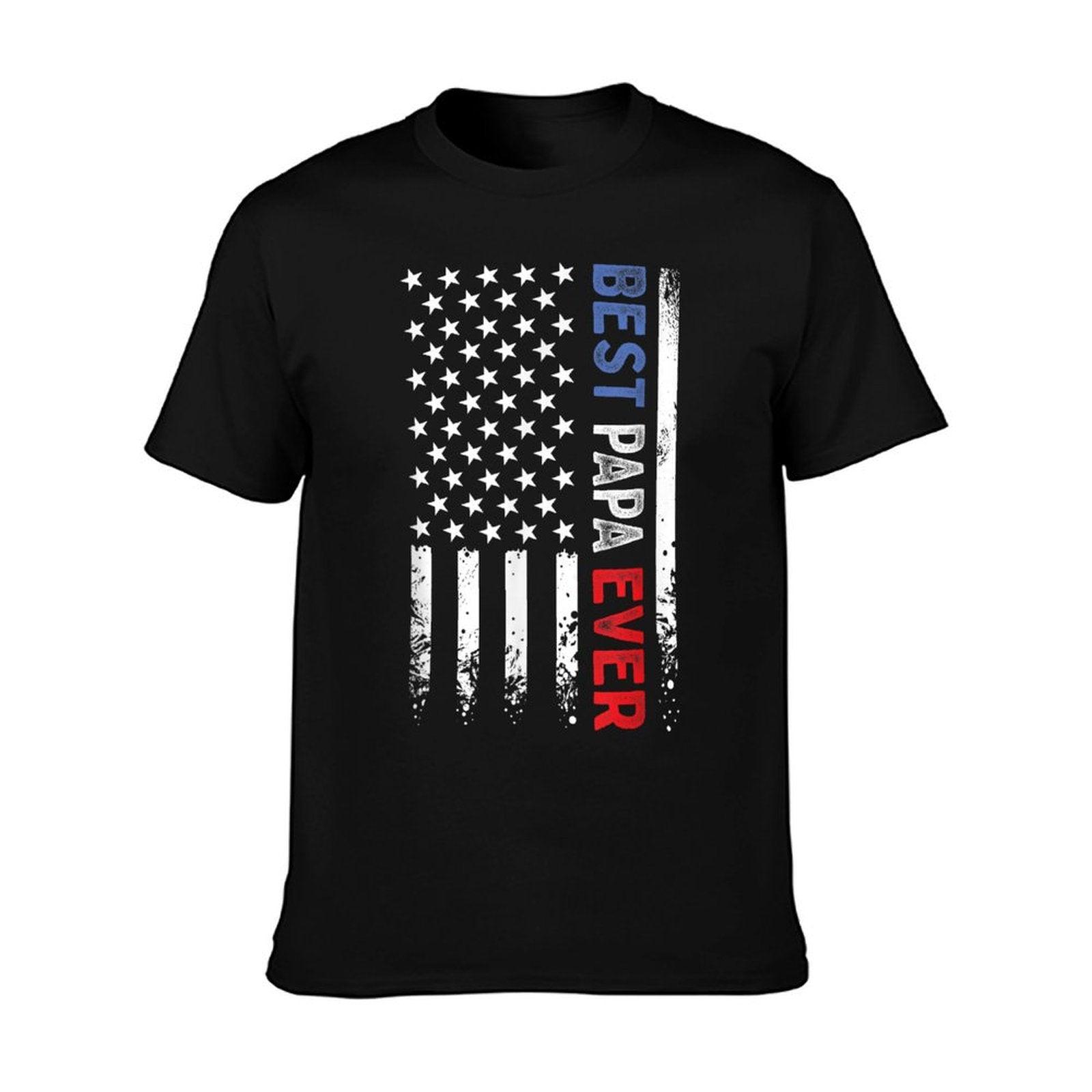 Father's Day Best Papa Ever with US American Flag T-Shirt
