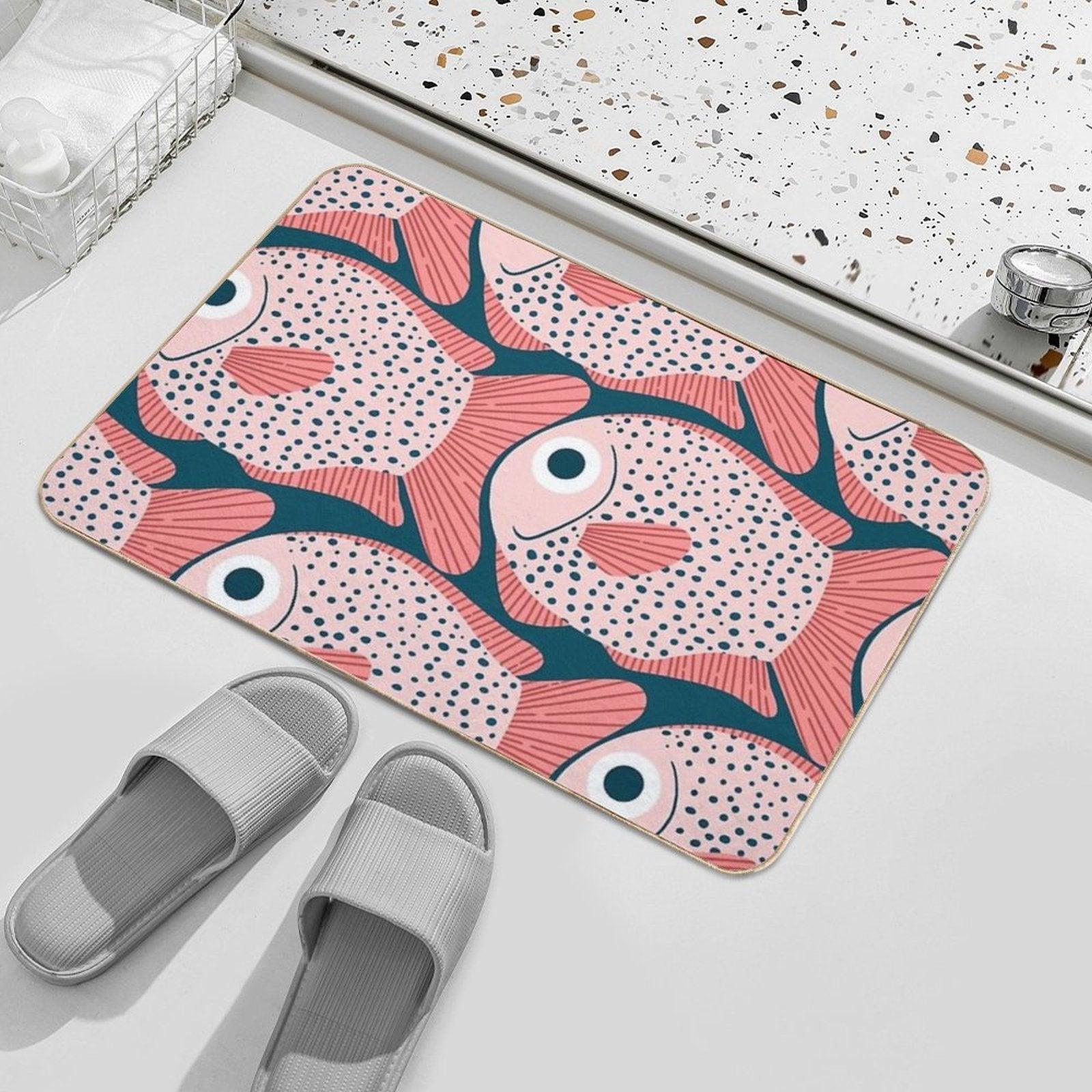 Fish Pattern  Pet-Safe Bath Mat