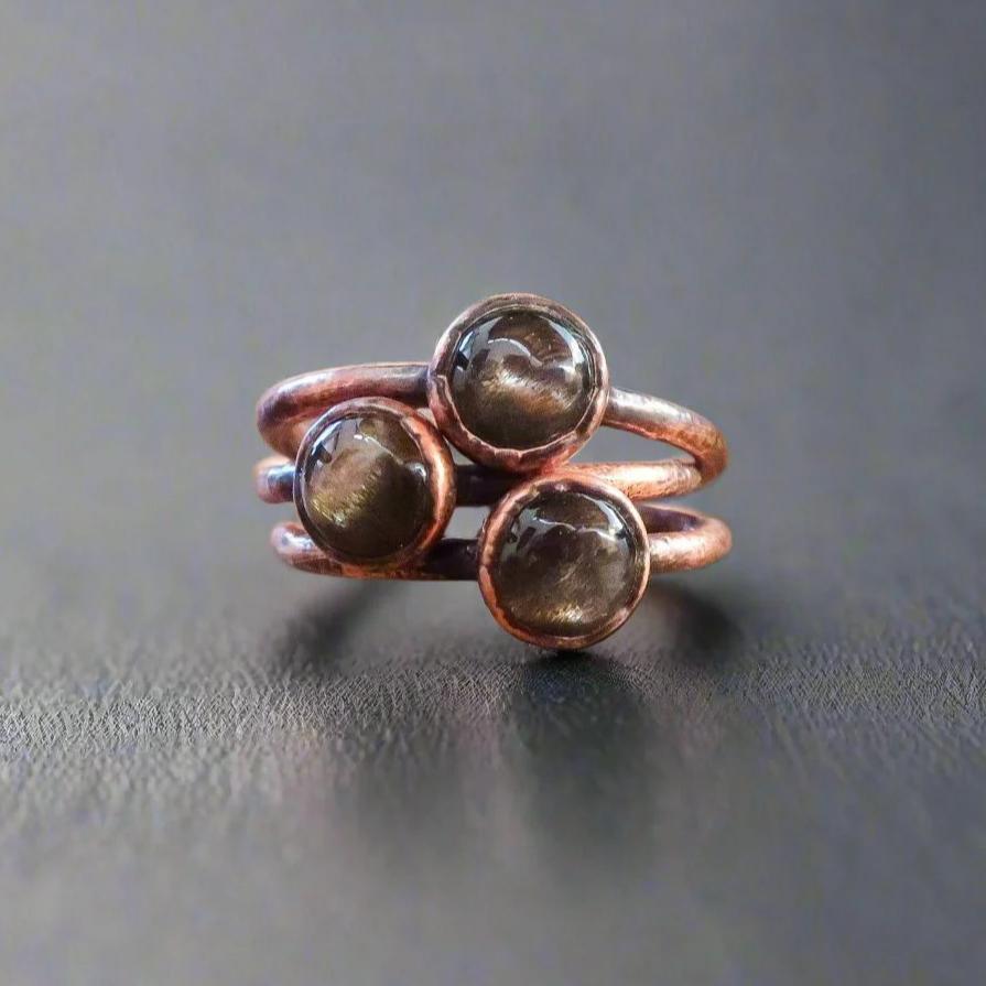 Copper Black Moonstone Ring - Embrace Intuition | By Blackbird & Sage