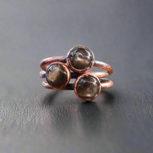 Copper Black Moonstone Ring - Embrace Intuition | By Blackbird & Sage