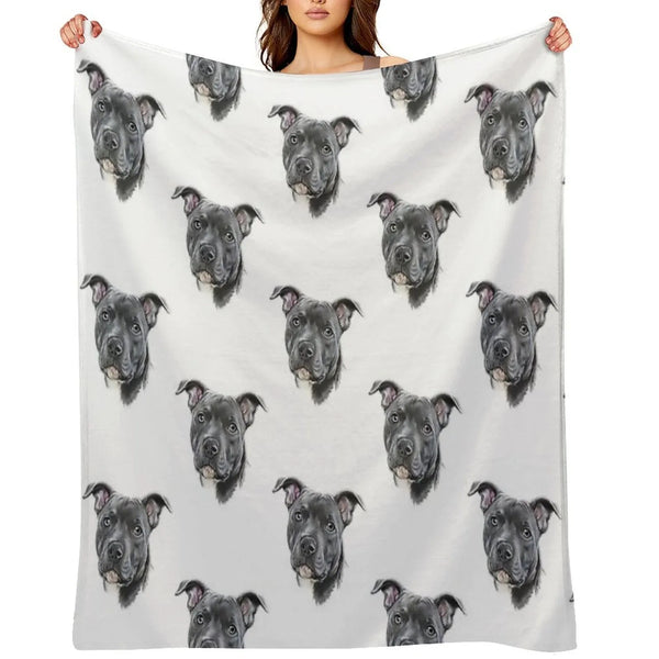 Blue Staffy Throw Blanket