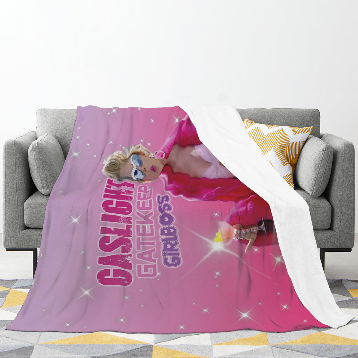Taylor Swift Gaslight Gatekeep Girlboss Throw Blanket BionZax