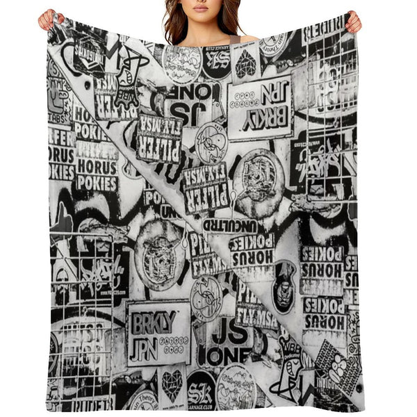 Black And White Urban Collage Print Shrink-resistant Throw Blanket
