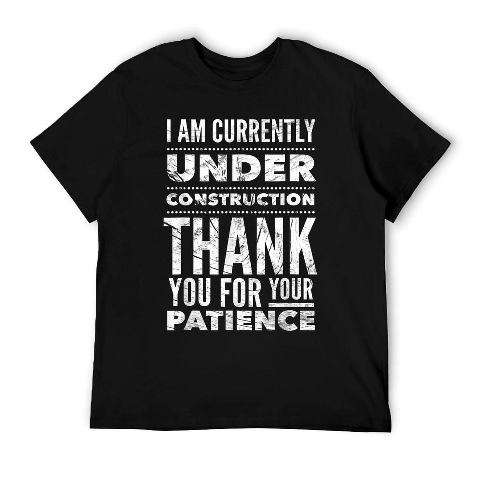 Funny Hospital Get Well Soon Gifts Under Construction Post Surgery - Black, Unisex-Adults,, Medium, US Size 15, 21 Inches Sleeve T-Shirt