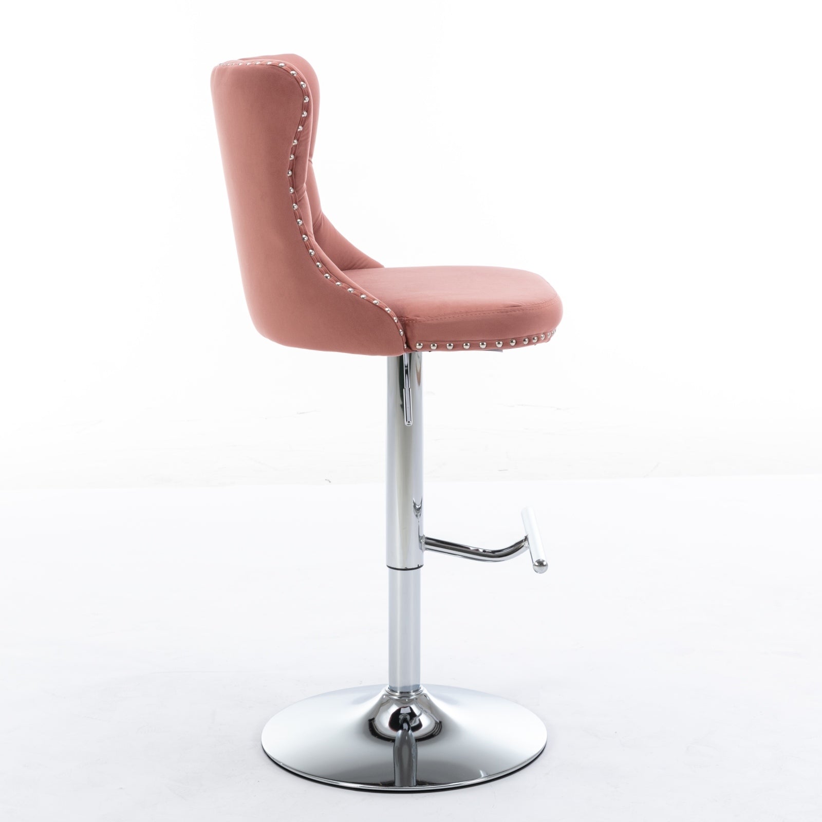 Modern Velvet Swivel Barstools with Adjustable Seat Height and Chrome Base