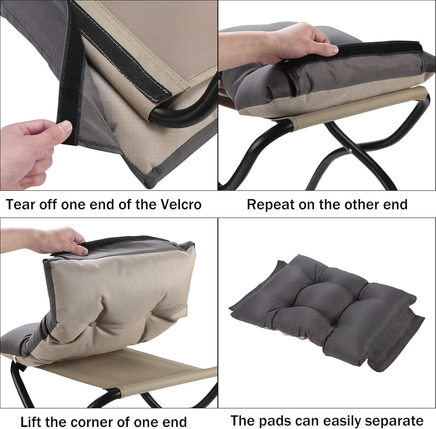 15 Inch Foldable Foot Stool Ottoman Charcoal Gray Washable