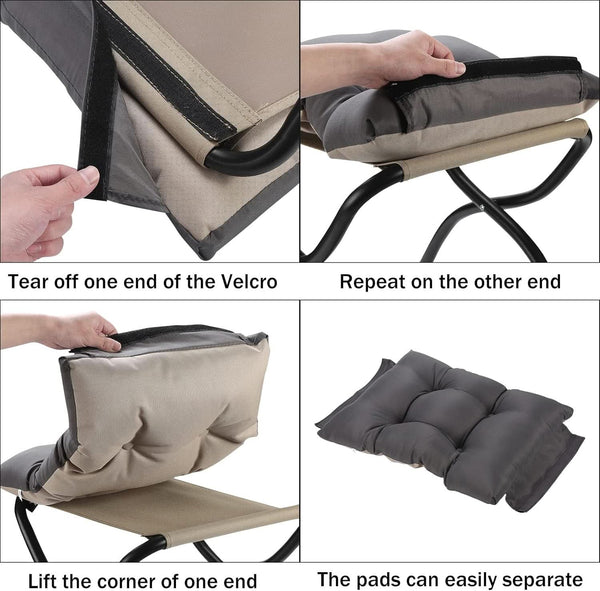 15 Inch Foldable Foot Stool Ottoman Charcoal Gray Washable