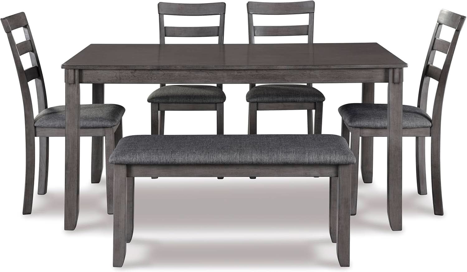 Charcoal Gray 6Piece Contemporary Dining Set Bench