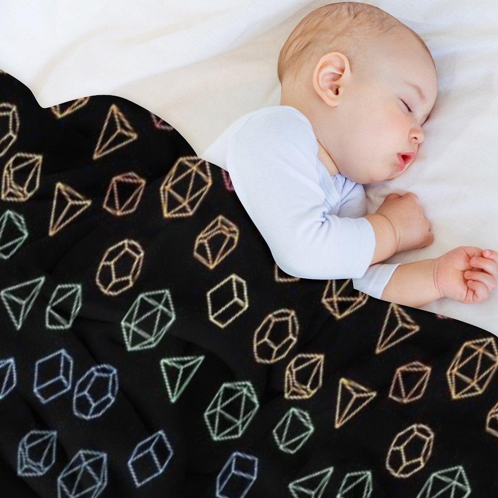 DnD Dice Rainbow on Black Pattern Throw Blanket