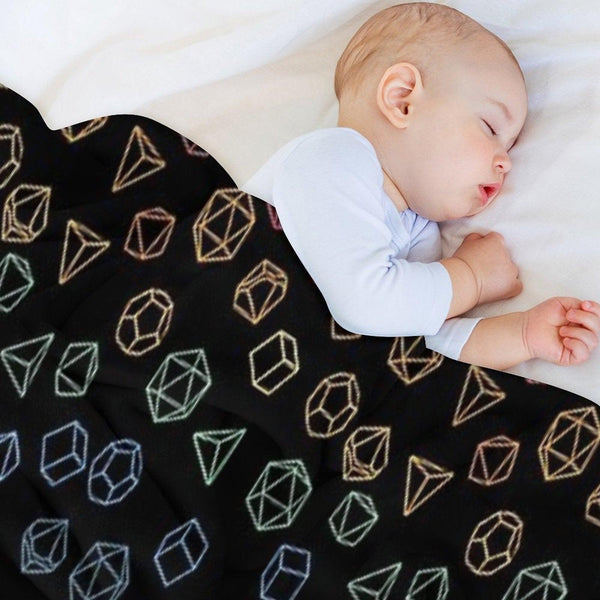 DnD Dice Rainbow on Black Pattern Throw Blanket