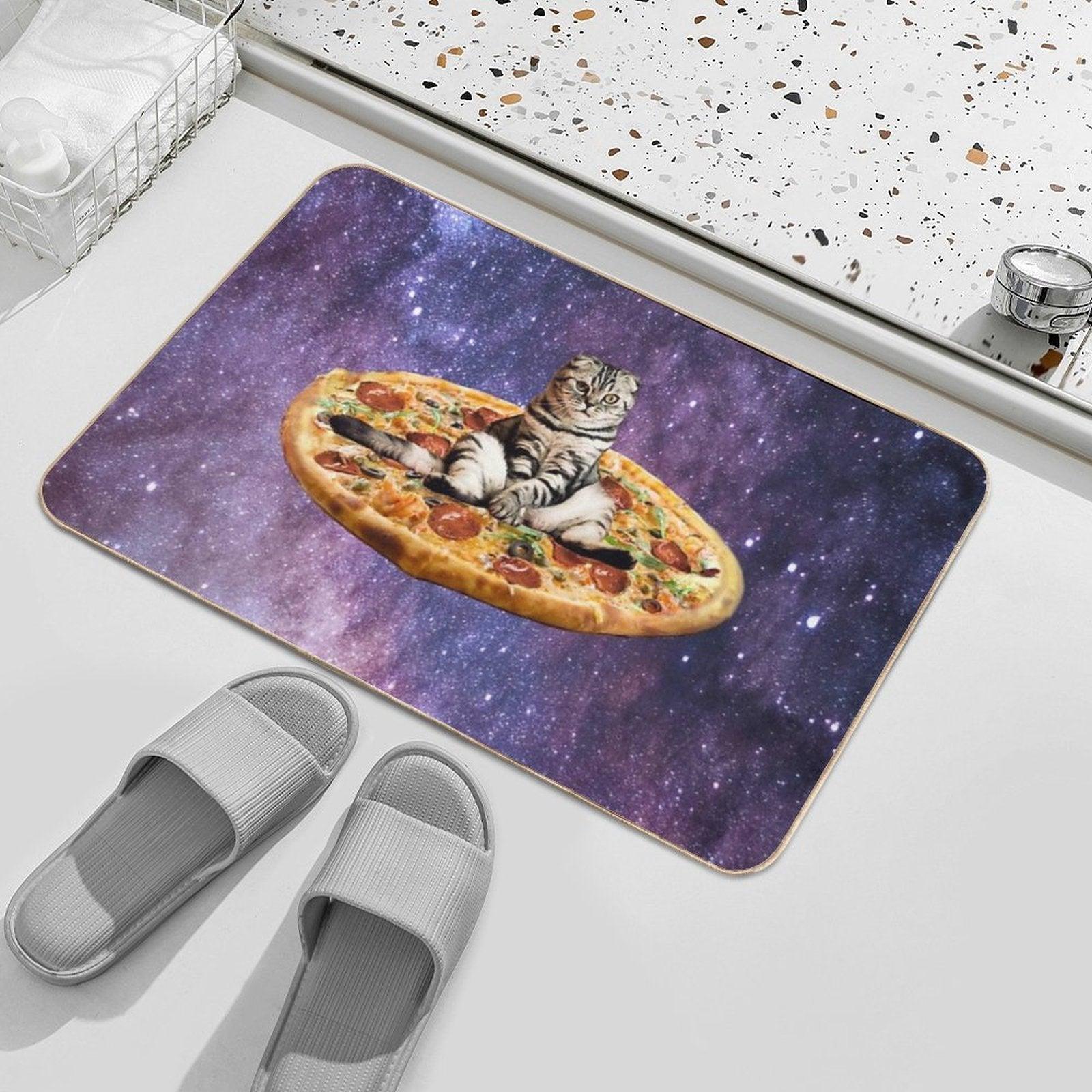 Pizza Cat in Space  Anti-Trip Bath Mat