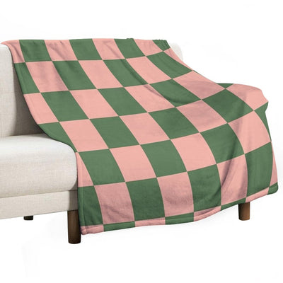 Retro Checkered Pattern Plush Throw Blanket