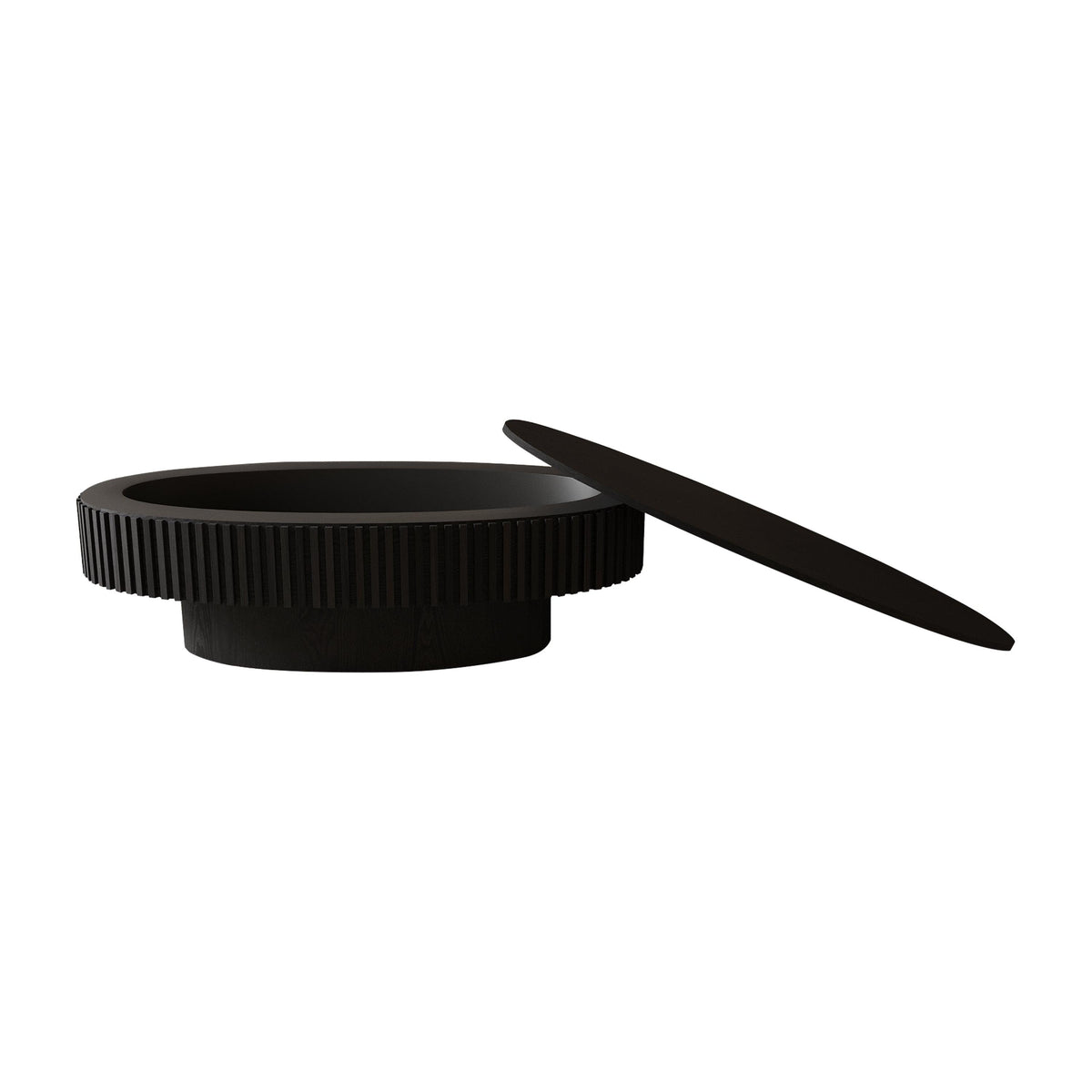 Modern Black Oval Coffee Table with Hidden Storage