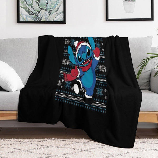 Stitch Happy Holiday Gift For Fans, For Men And Women, Gift Halloween, Thanksgiving, Christmas Day Throw Blanket