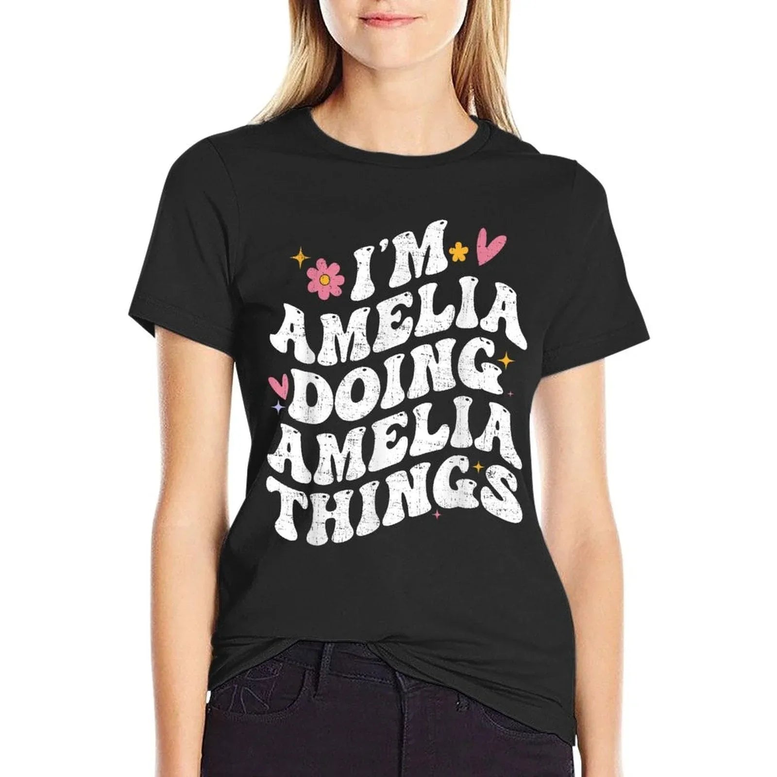 I'm Amelia Doing Amelia Things Retro Groovy Personalized T-Shirt