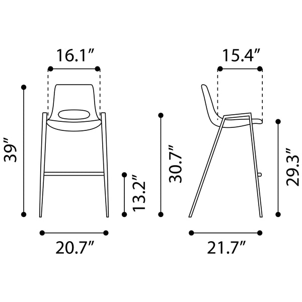 Desi Barstool (Set of 2) Brown & Walnut
