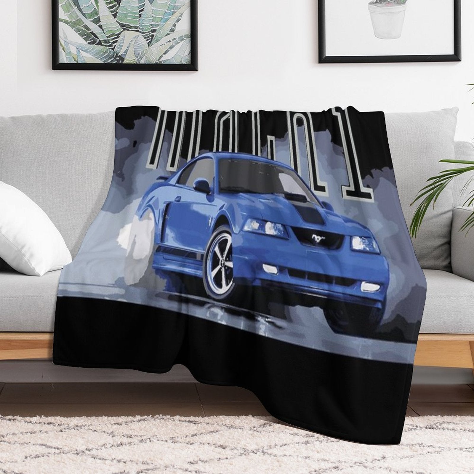 Azure Blue Mach 1 Sn95 Mustang GT 4.6L V8 4th Gen RETrO USA Premium Throw Blanket