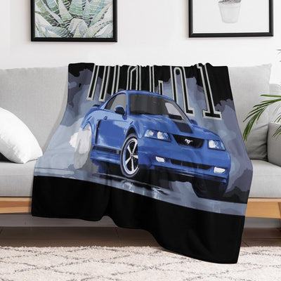 Azure Blue Mach 1 Sn95 Mustang GT 4.6L V8 4th Gen RETrO USA Premium Throw Blanket