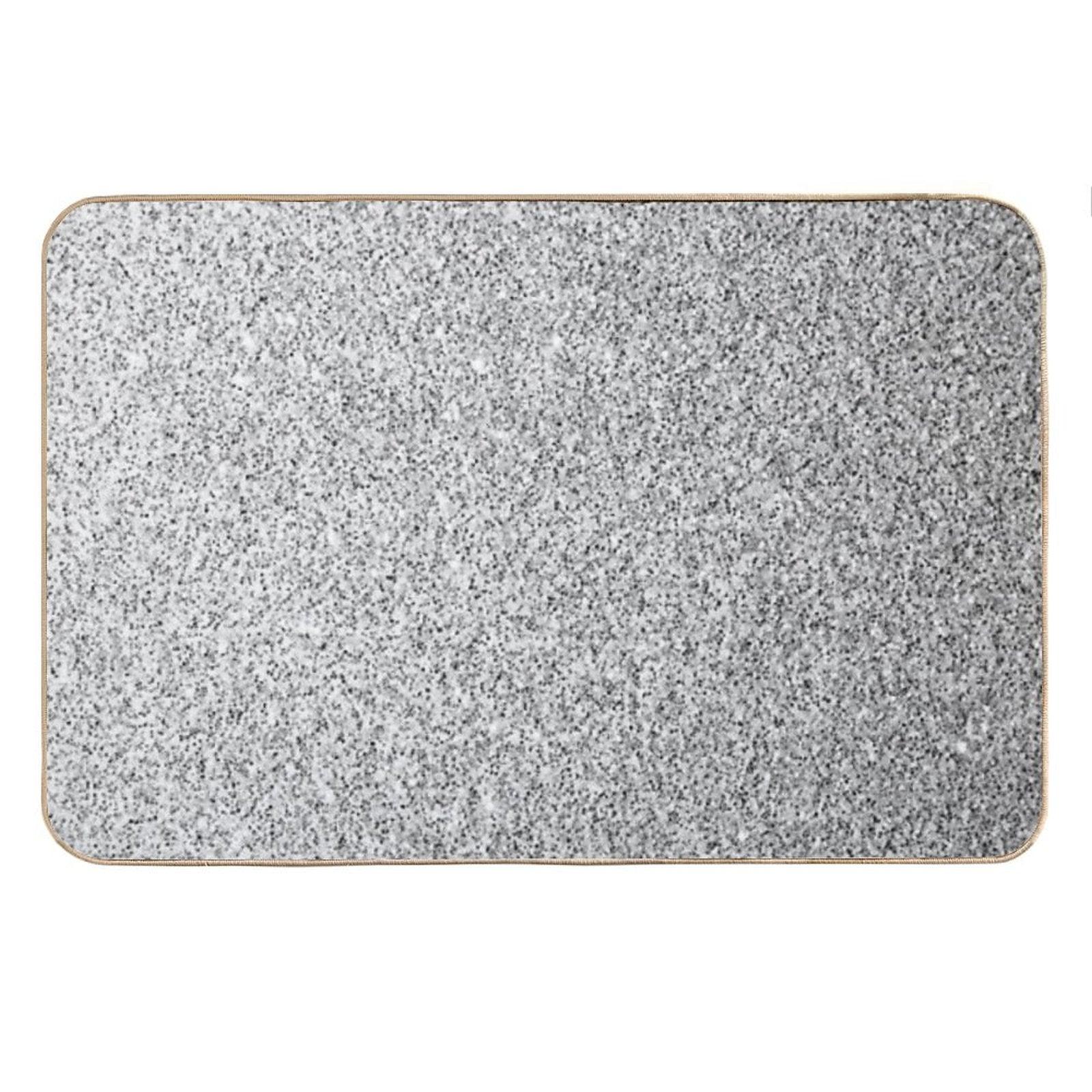 Light Gray, Black And White Elegant Design (Photo of Glitter - Not Reflective) Bath Mat