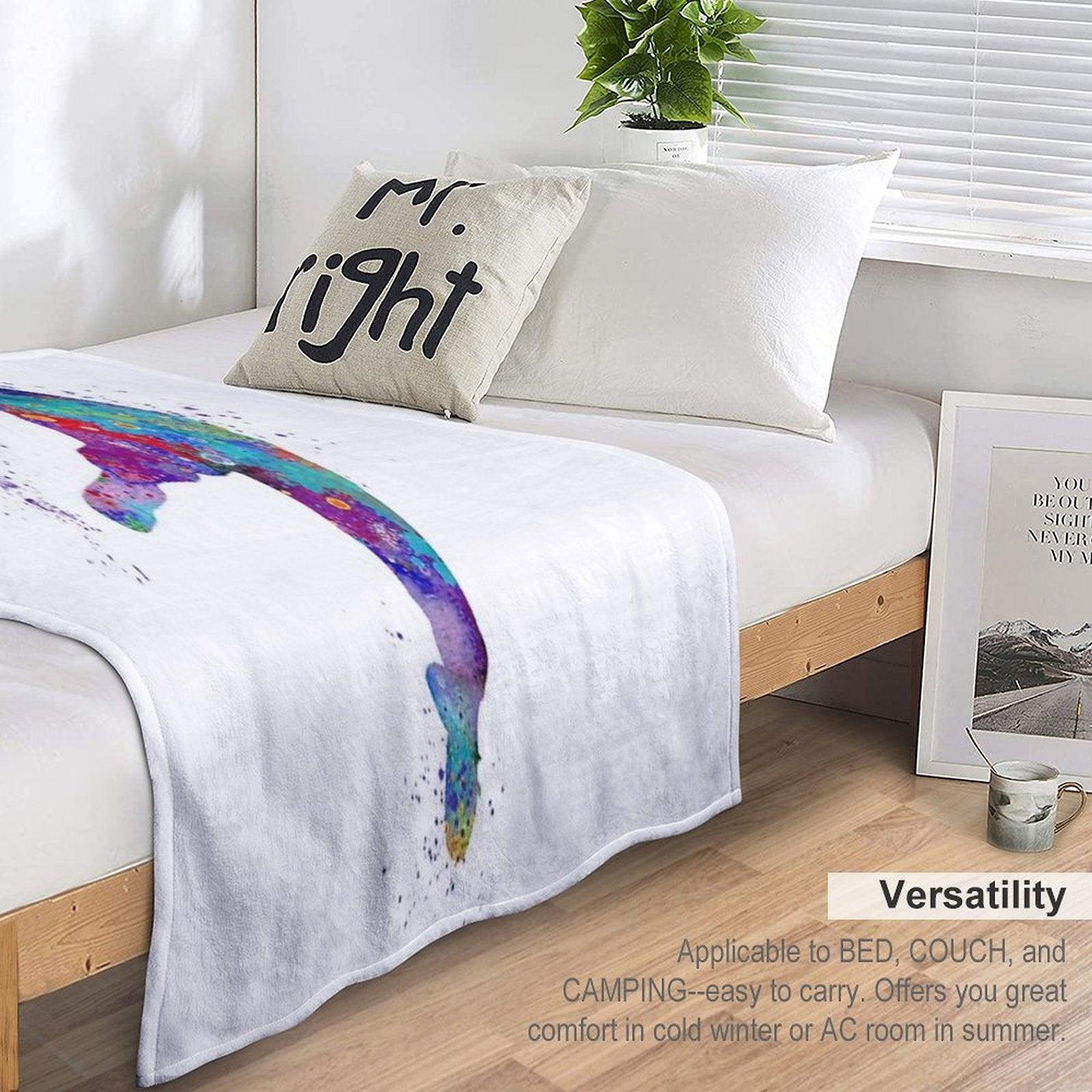 Handball Girl Colorful Watercolor Silhouette Throw Blanket