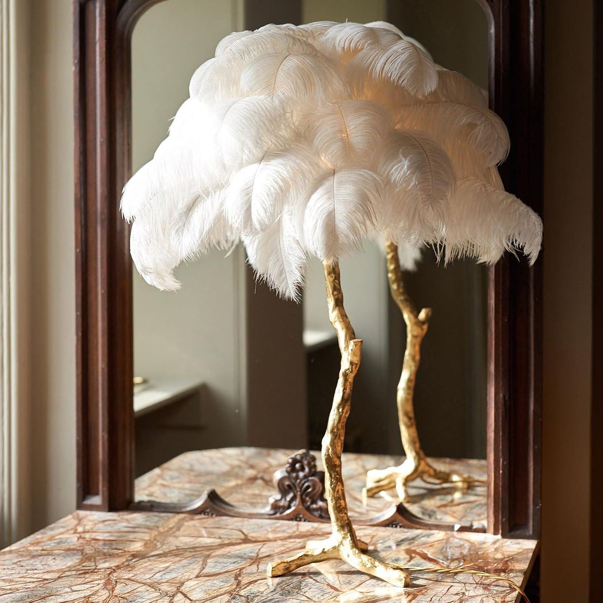Ostrich Feather Table Lamp