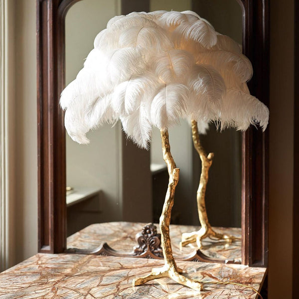 Ostrich Feather Table Lamp