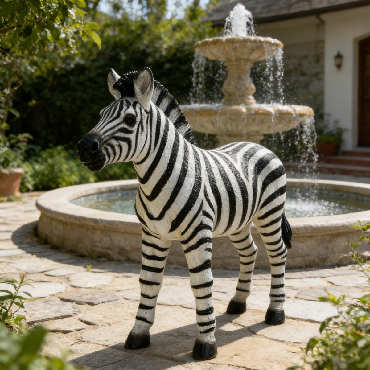 Simulated Zebra Garden Statue