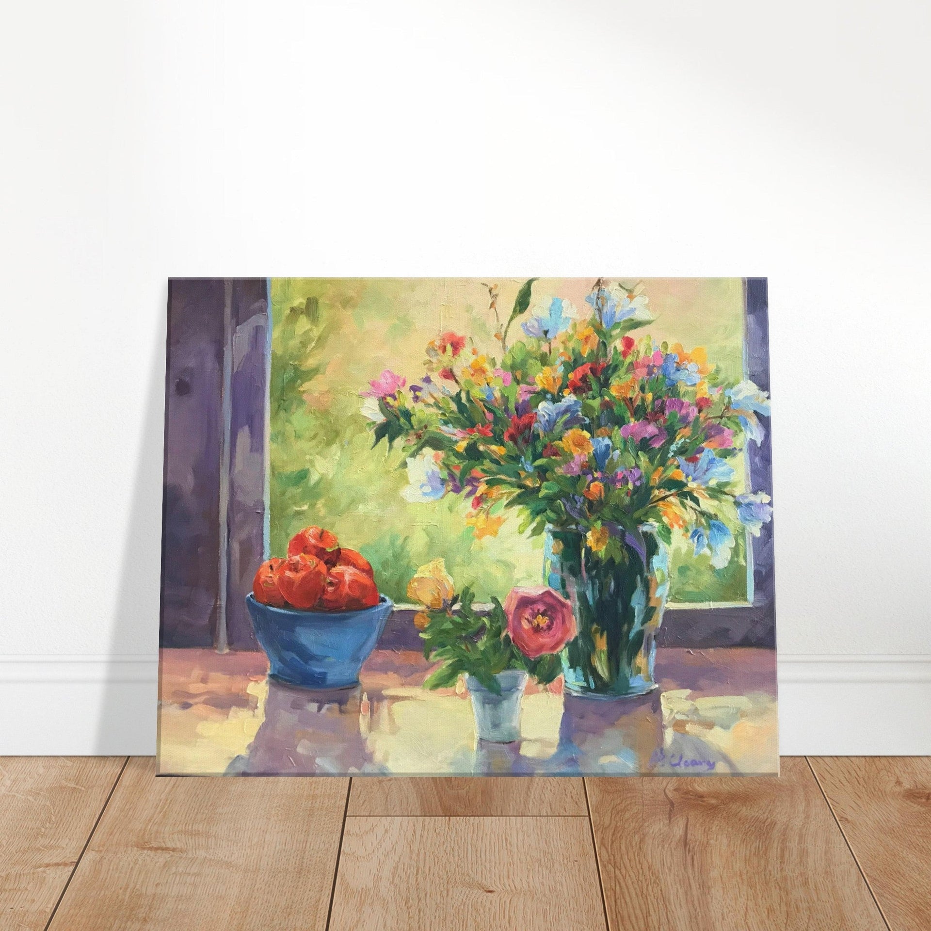 'Myrna's Apples' Still Life Floral I 16x20 inch Art Print on Canvas I Original Artwork by American Artist Barbara Cleary