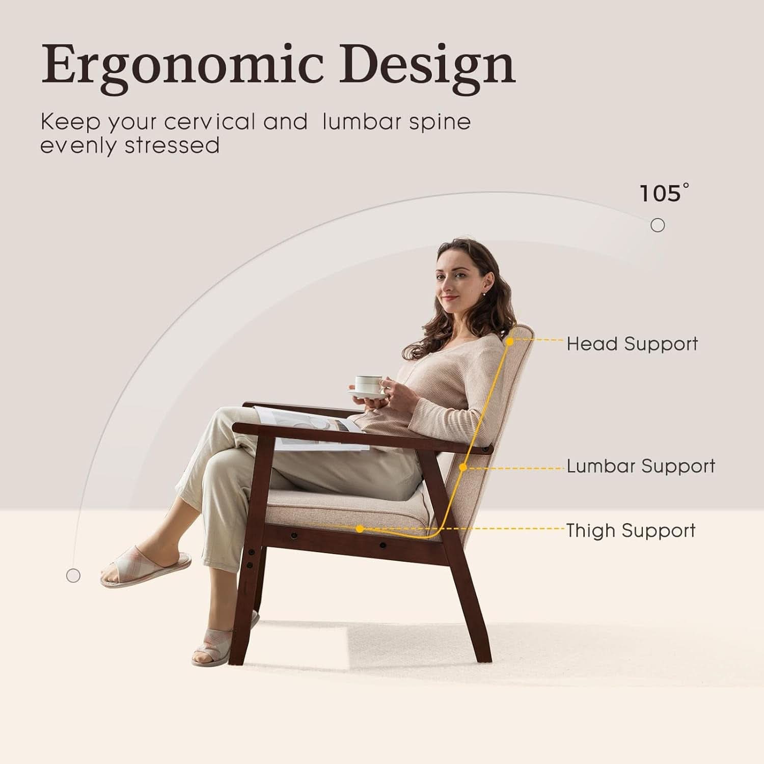 Mid-Century Fabric Upholstered Armchair Set Of Two