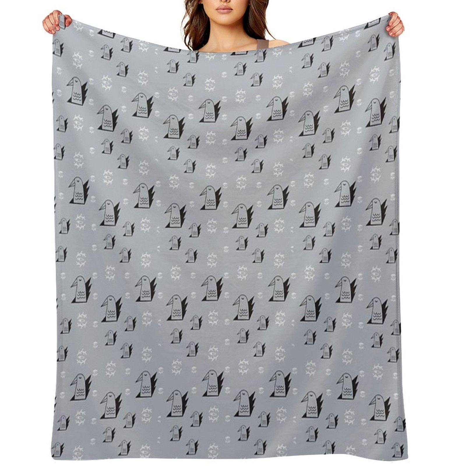 Birds And Eyes Steel Blue Throw Blanket