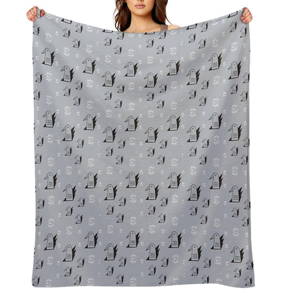 Birds And Eyes Steel Blue Throw Blanket