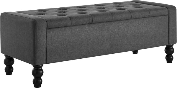 Storage Ottoman Bench Featuring Dual Safety Hinges