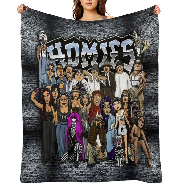 Lil Homies 90s Chicana Easy Care Throw Blanket