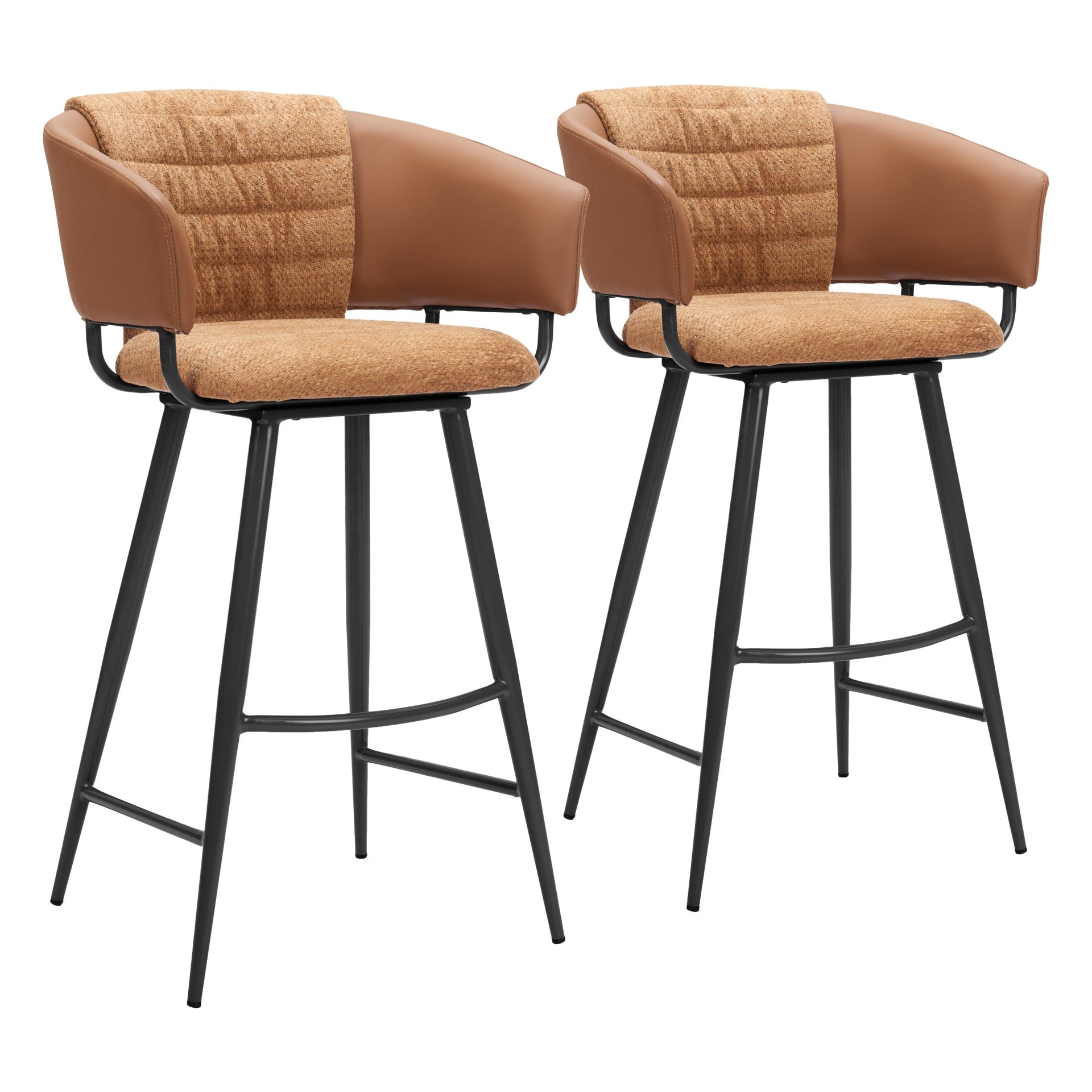 Juno Barstool (Set of 2) Brown ZUO Store