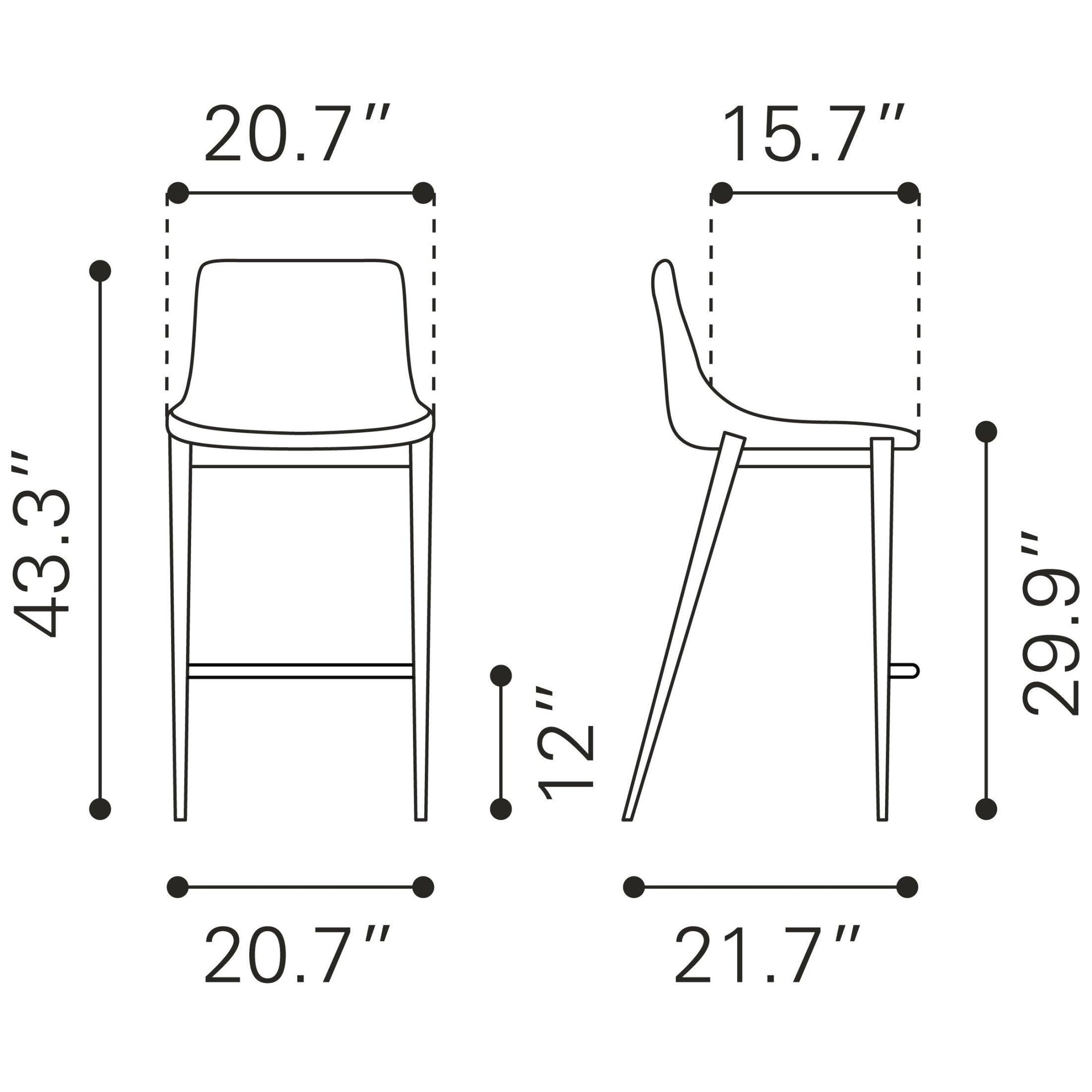 Magnus Barstool (Set of 2) Black & Walnut