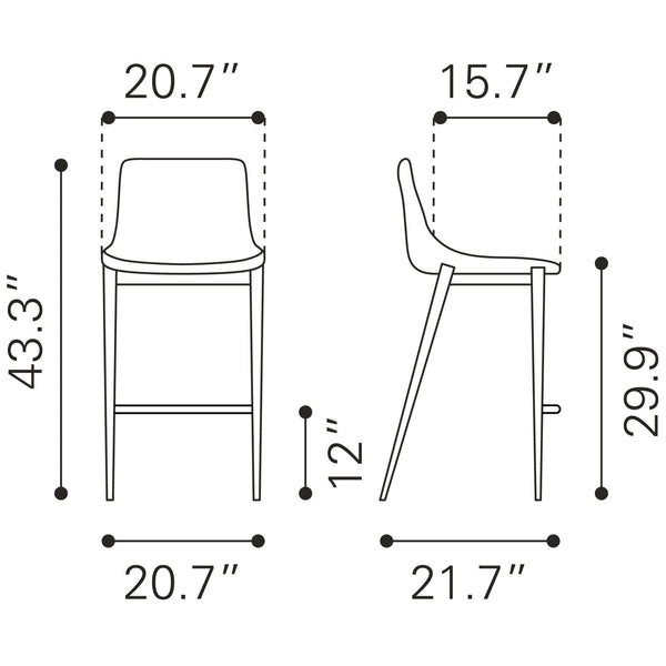 Magnus Barstool (Set of 2) Black & Walnut