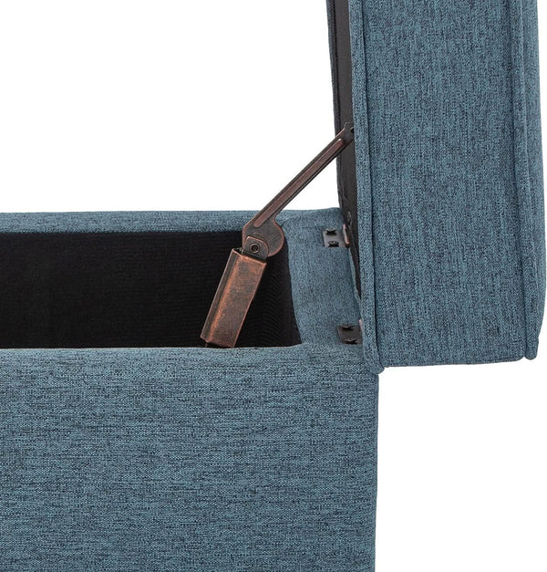 Seventeen Inch Electric Blue Storage Ottoman Hinged Lid