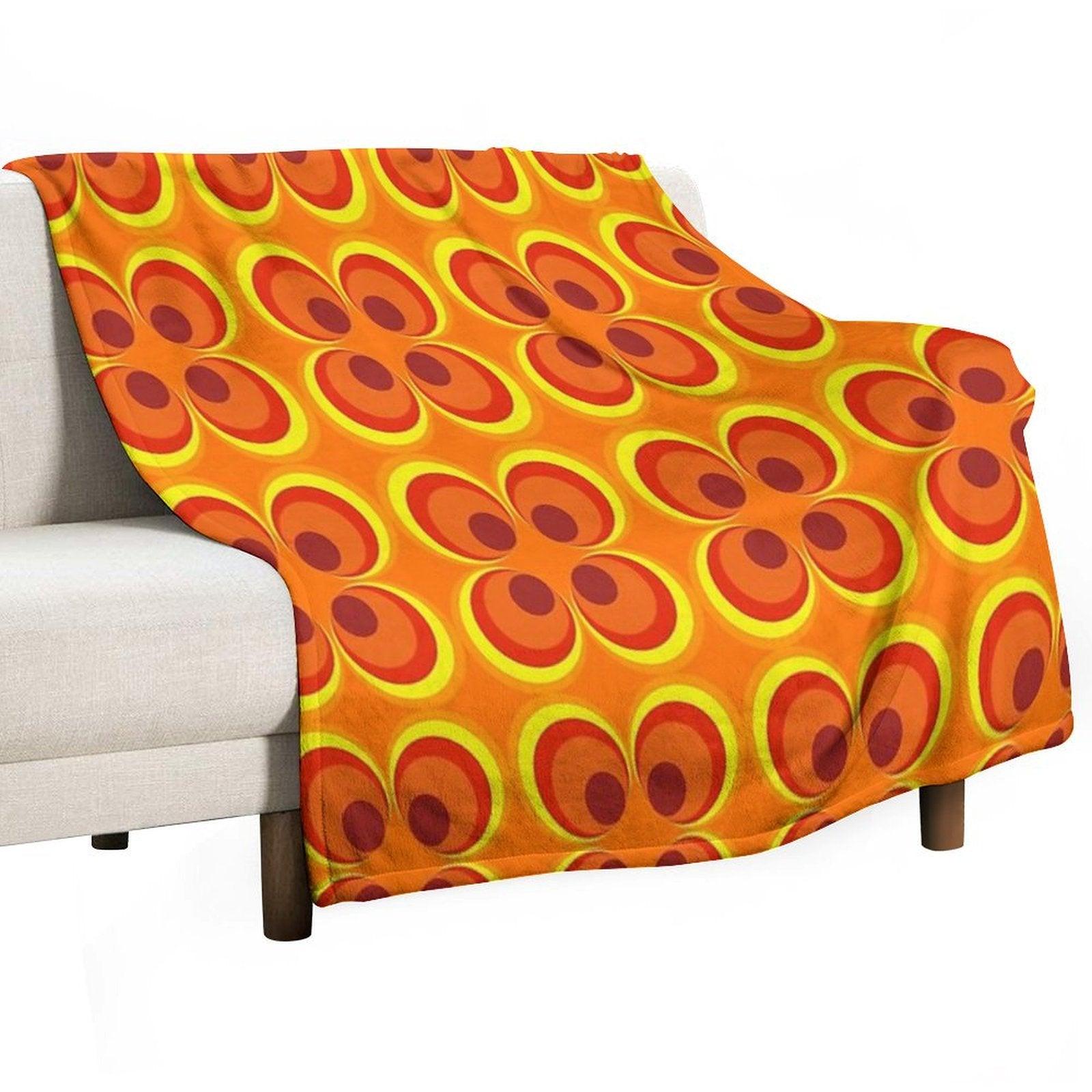 1970s Burnt Orange Retro Design Throw Blanket